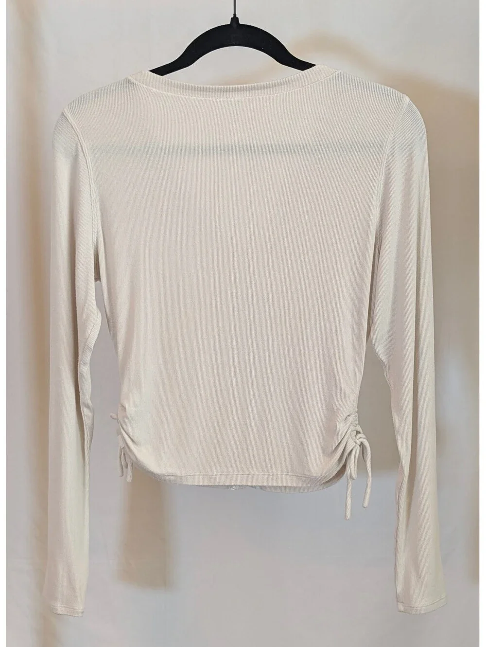 Lululemon Side-Cinch Ribbed Cardigan Bone Off White Button Top Athletic No Size